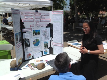 Female student with identification and comparison of De Anza plant species.