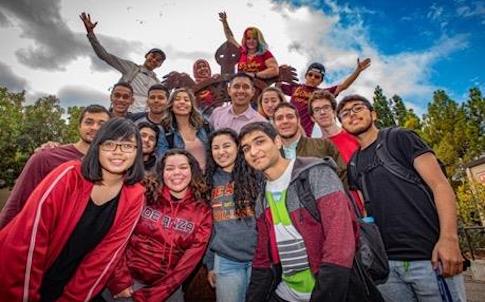 students outside in group